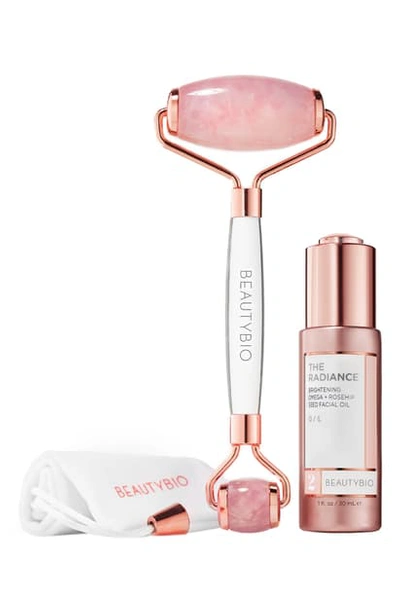 Shop Beautybio Rose Quartz Facial Roller & Oil Set