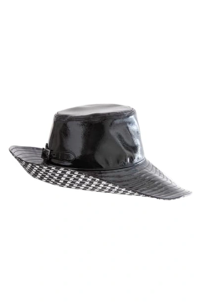 Shop Eric Javits Driptidoo Patent Bucket Rain Hat In Black Check