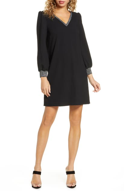 black long sleeve shift dress