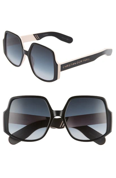 Shop Dior Inside Out 57mm Square Sunglasses In Blackpink/ Black Blue Crys
