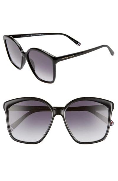 Shop Tommy Hilfiger 57mm Gradient Sunglasses In Black/ Dkgrey Gradient