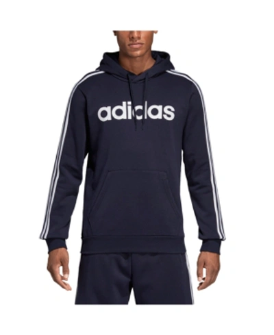 Shop Adidas Originals Adidas Men's Essentials Fleece Logo Hoodie In Dark Blue