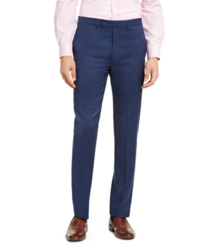 Shop Calvin Klein Men's Slim-fit Stretch Blue Twill Dress Pants