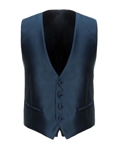 Shop Alessandro Dell'acqua Man Tailored Vest Midnight Blue Size 46 Polyester