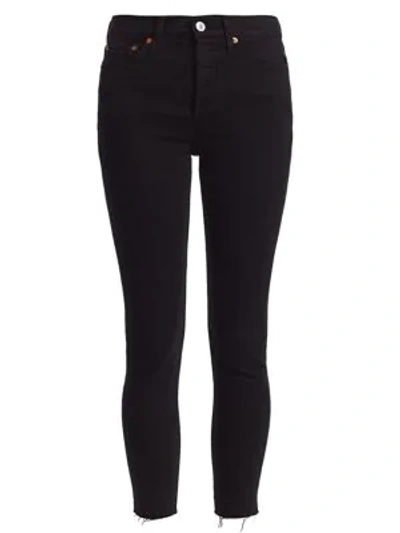 Shop Re/done High-rise Ankle Skinny Jeans In Faded Black