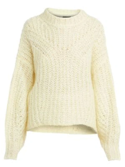 Shop Isabel Marant Women's Inko Open Knit Puff Sleeve Sweater In Yellow