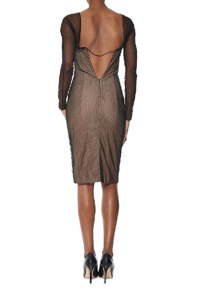 Pre-owned Gucci Black & Nude Woven Mesh Dress