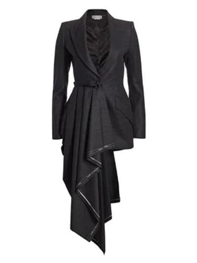 Shop Alexander Mcqueen Tailored Tape-trimmed Wool Jacket In Anthracite