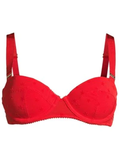 Shop Stella Mccartney Betty Twinkling Contour Plunge Bra In Vermillion