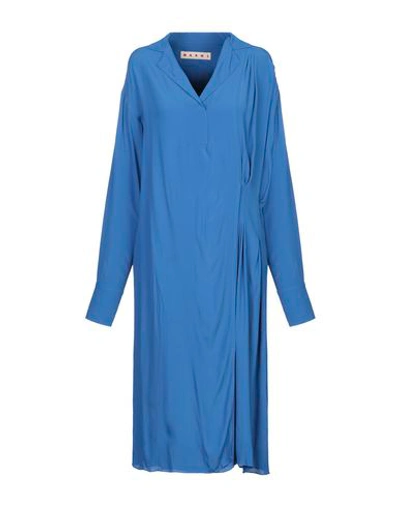 Shop Marni Woman Midi Dress Bright Blue Size 4 Acetate, Silk