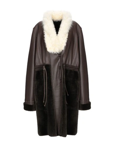 Shop Chloé Coat In Dark Brown
