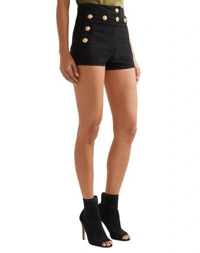 Shop Balmain Denim Shorts In Black