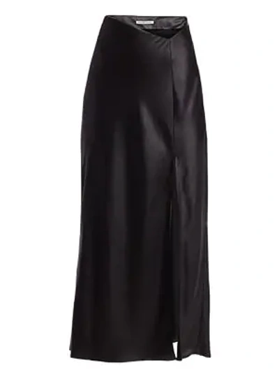 Shop Alexander Wang T Wet Shine Midi Skirt In Black