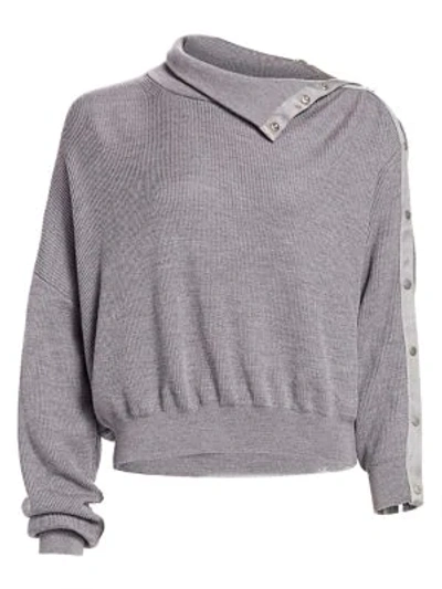 Shop Alexander Wang T Snap Turtleneck Sweater In Heather Grey