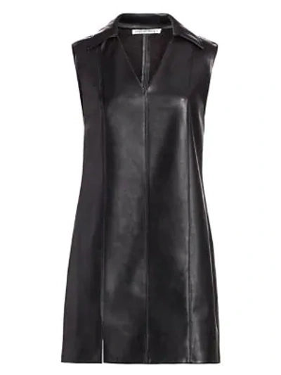 Shop Alexander Wang T Faux Leather Sleeveless Dress In Black