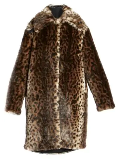Shop Rokh Leopard-print Faux Fur Coat In Leopard Print