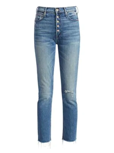 Shop Mother The Pixie Dazzler High-rise Anke Skinny Button Jeans In Popism