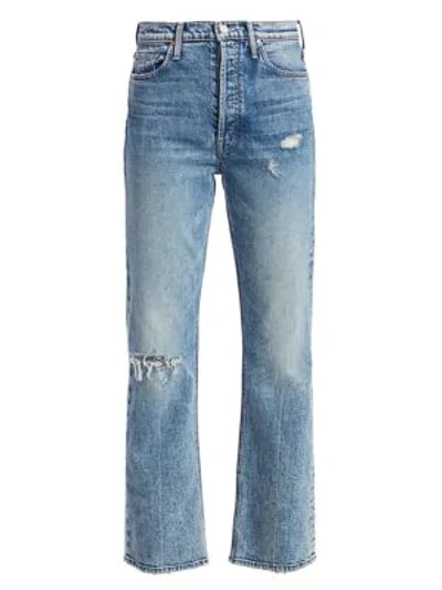 Shop Mother The Tripper High-rise Crop Bootcut Distressed Jeans In 20 Minutes