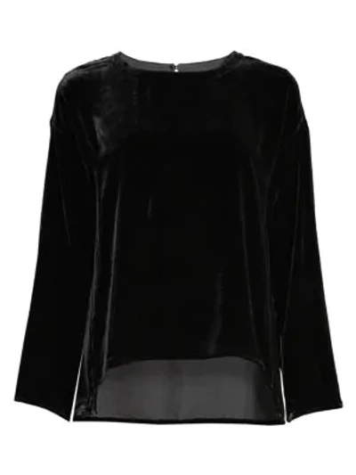 Shop Eileen Fisher Drape Velvet Silk Top In Black