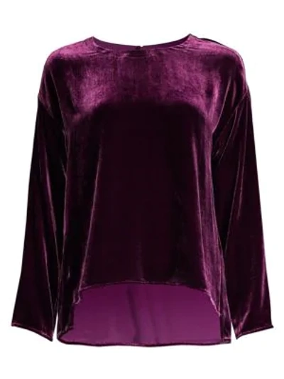 Shop Eileen Fisher Women's Drape Velvet Silk Top In Raisin