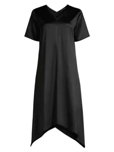 Shop Eileen Fisher Asymmetric Short-sleeve Dress In Black