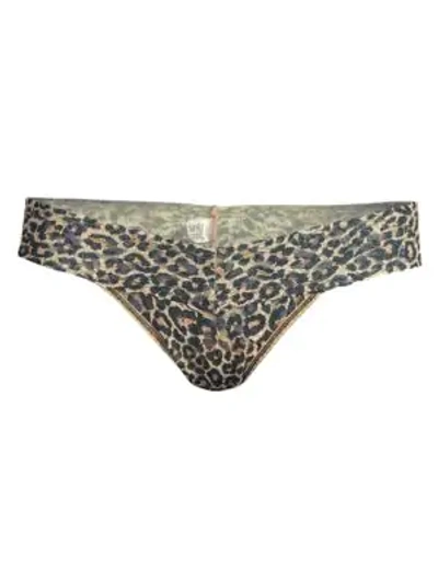 Shop Hanky Panky Signature Lace Classic Leopard Low-rise Thong In Multi