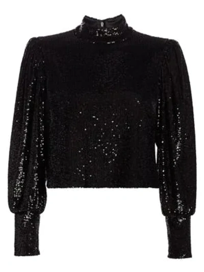 Shop A.l.c Margaret Puff-sleeve Sequin Top In Black