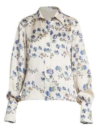 Shop Chloé Silk Floral Print Blouse In Multi