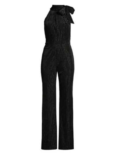 Shop Black Halo Audrey Striped Velvet Jumpsuit In Magneto