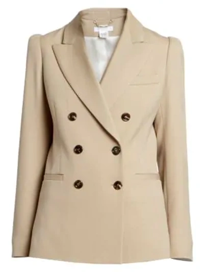 Shop Chloé Stretch Wool Double Breasted Blazer In Soft Tan