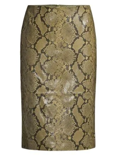 Shop Lafayette 148 Women's Casey Stretch Snake-print Pencil Skirt In Sycamore Green