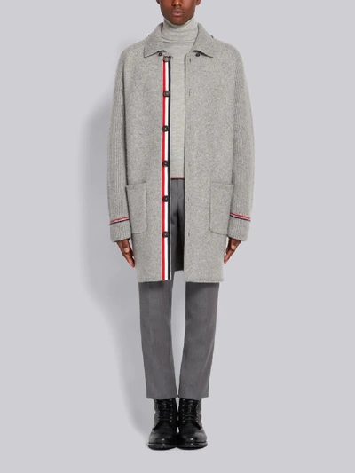 Shop Thom Browne Overwashed Wool Blend Duffle Coat In Grey