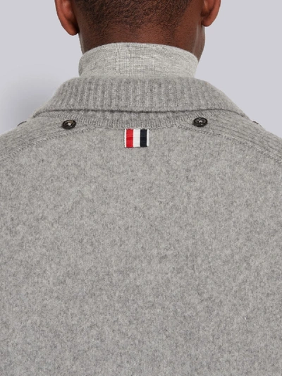 Shop Thom Browne Overwashed Wool Blend Duffle Coat In Grey