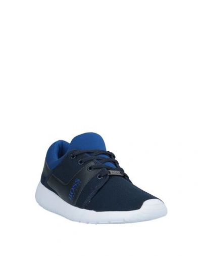 Shop Hugo Boss Boss  Woman Sneakers Midnight Blue Size 10 Textile Fibers, Leather In Dark Blue