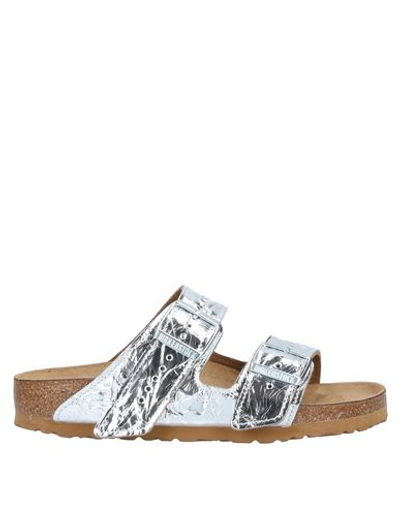 Shop Rick Owens X Birkenstock Woman Sandals Silver Size 4 Soft Leather