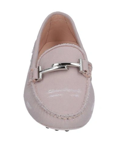 Shop Tod's Woman Loafers Pink Size 7.5 Textile Fibers