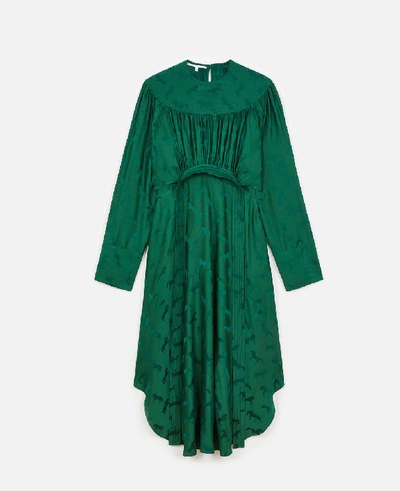 Shop Stella Mccartney Dynasty Green Horse Jacquard Dress