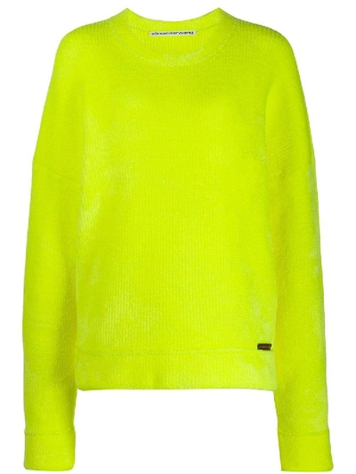 Shop Alexander Wang Ribbed Round Neck Sweater Yellow