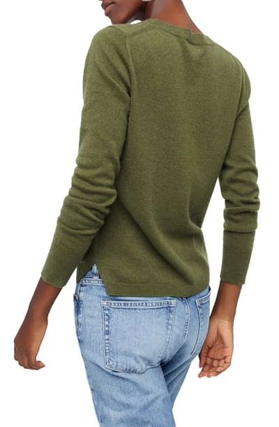 Shop Jcrew Crewneck Cashmere Sweater In Deep Moss