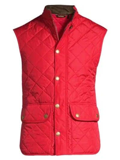Shop Barbour Lowerdale Diamond-quilted Vest In Red