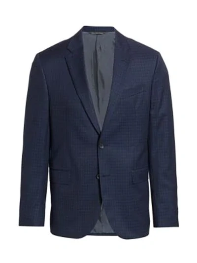 Shop Saks Fifth Avenue Modern Subtle Check Suit Jacket In Navy