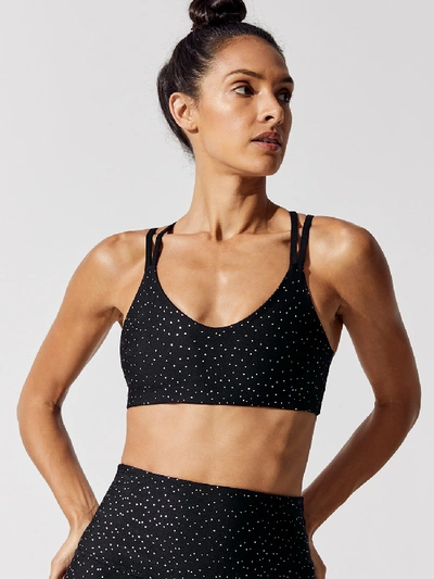 Shop Beyond Yoga Drip Dot Bra In Black Antique Gold Drip Dot