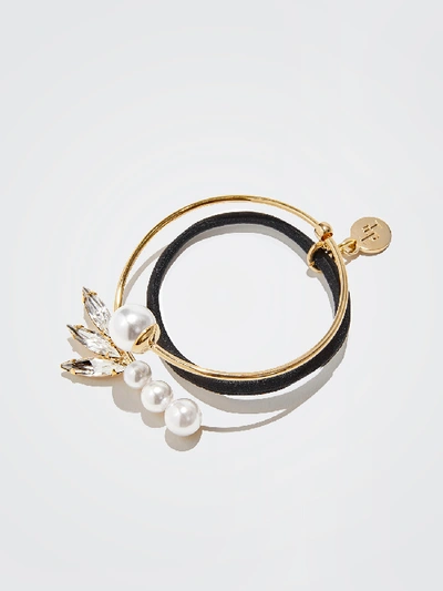 Shop Lelet Ny Pearl & Crystal Hoop Pony In 14k Gold Plated Brass