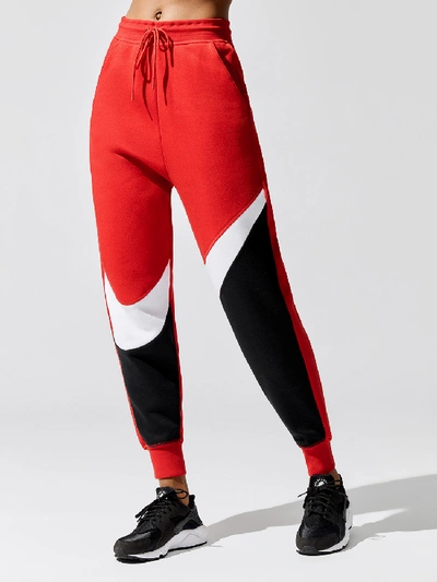 Shop Nike Women's Fleece Pants In University Red,black,white
