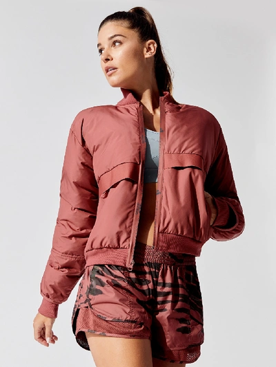 Shop Adidas By Stella Mccartney Padded Bomber In Clay Red-smc