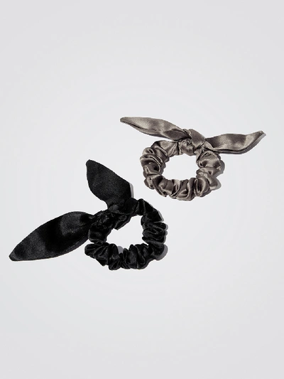 Shop Donni Silk Chiquita Scrunchie Set In Grey & Black
