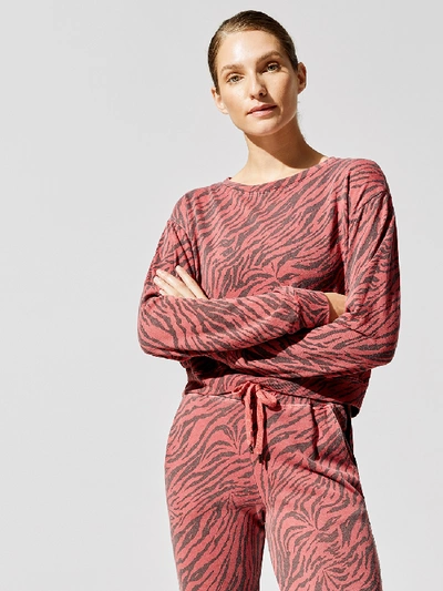 Shop Sundry Zebra Crop Blouson Sweatshirt In Pigment Coral