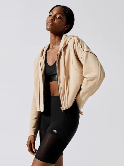 Shop Alo Yoga Cruiser Crop Jacket In Putty