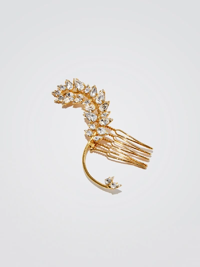 Shop Lelet Ny Lara Crystal Comb In 14k Gold Plated Brass
