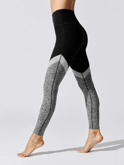 Shop Beyond Yoga Tri-panel High Waisted Midi Legging In Black-white Tri-panel